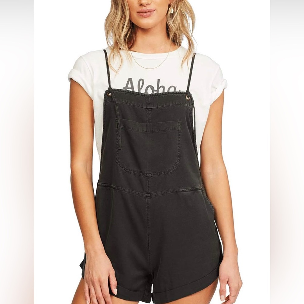 Black billabong cotton overalls. bought two then missed my return window 🤦🏽‍♀️
